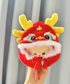 17cm Mini Plush Doll'S Clothes Lion Dance Cape New Year Christmas Cute Labubu I II Idol Dolls Sitting Party Overalls Clothing