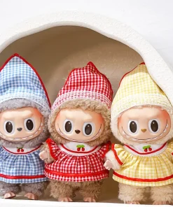 17cm Labubu cloth in stock can be worn with vinyl dolls, changing clothes for Labubu headscarf and skirt set  Labubu Doll  Dress