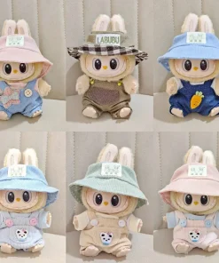 17cm Cute Mini Plush Doll's Clothes Outfit Accessories For Labubu Dolls Clothing Gift Sitting Party Series Hat Jumpsuit T-shirt
