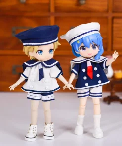 OB11 Clothing 17CM Couple Sailor Suit with Hat 3-Piece Summer Doll Outfit Cute Fashion Student Uniform For Dress Up Dolls