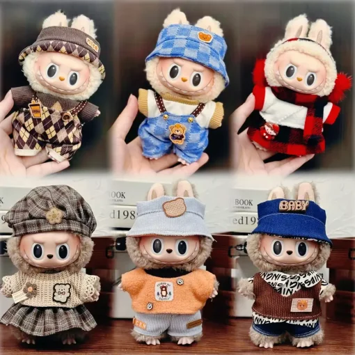 (Cloth Only) 17cm Labubu Doll Clothes Capybara Cos Suit Stylish Clothing Set Dolls Accessories For Labubu V1 V2 V3 Outfit