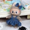 17cm Labubu Doll’s Clothes Denim four leaf clover set Outfit Accessories Clothing DIY Kids Gift Sweet Princess 3