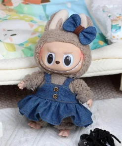 Mini Doll'S Clothes Outfit Accessories For 15-17cm Ropa Labubu and 10cm cotton doll denim skirt Clothing