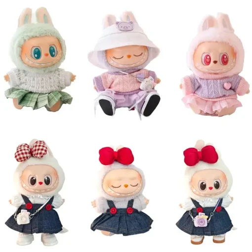 Ropa Labubu Doll Clothes Outfit Accessories Sweater Yarn Skirt For 15/17cm Labubu Plush Doll's Clothing Girl Toy