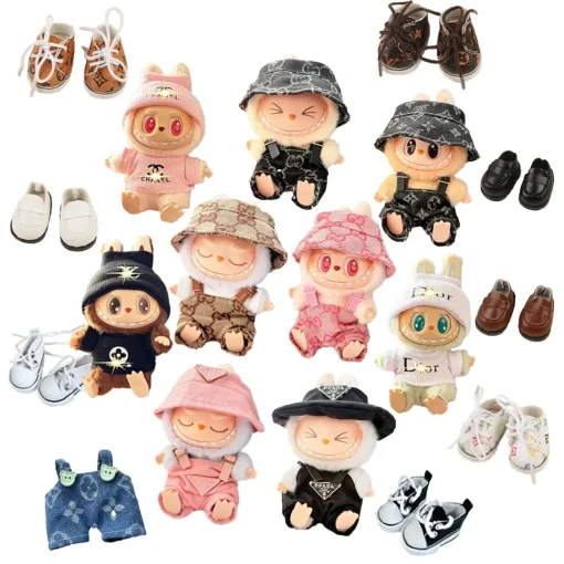 Anime Labubu Doll Clothes Fashion Overalls Labubu Idol V1 V2 Dolls Clothing Accessories 15/17cm Plush Doll Universal