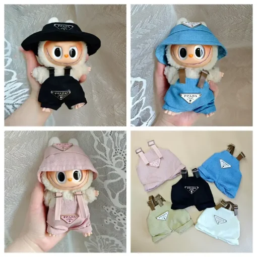 Mini ropa para muñeca Labubus de 17cm, traje, sombrero, bolsa, ropa, zapatos, accesorios para muñeca Labubu II, juguetes para cultivar el juego de fiesta sentado