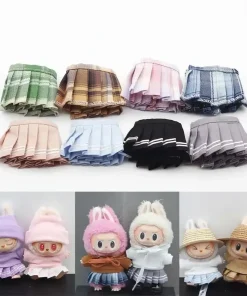Mini Doll Clothes Outfit Accessories For Coca Cola Series 15-17cm Labubu Knitting T-shirt Hat pleated skirt Uniform Set Clothing