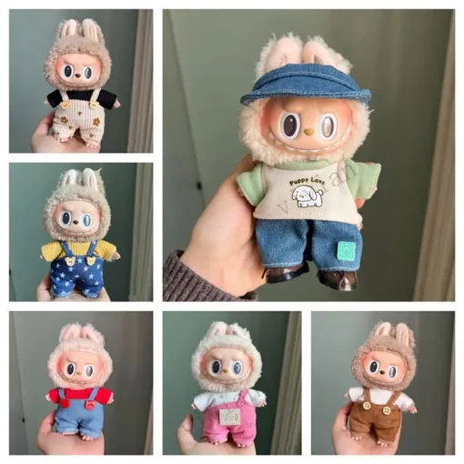 Mini Plush Doll'S Clothes Outfit Accessories For Korea Kpop Exo Labubu Idol Top overalls set Clothing Gift