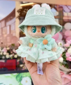 17cm Cute Labubu Clothes Luxury Dress Set Mini Plush Labubu Doll Outfits Designer Clothe Accessories Cartoon Girl Custom