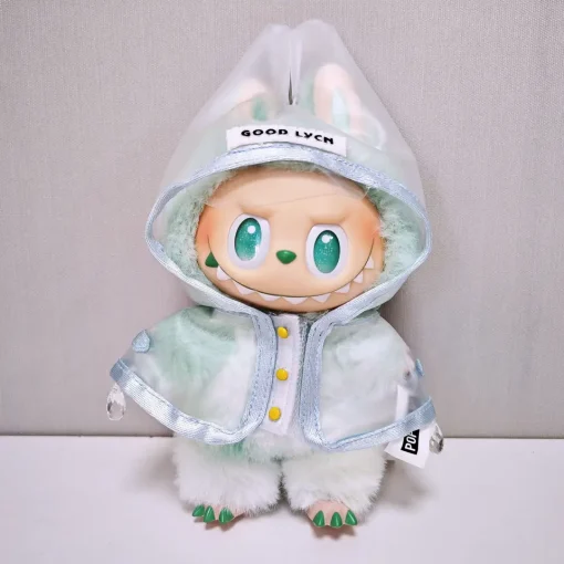 Labubu Clothes For 15-17cm V1 V2 V3 Plush Idol Doll Clothing Transparent Raincoat Rain boots Decoration Accessories Fans Gift