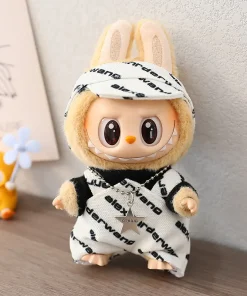 Official Authentic 1st 2nd Gen Keychain Labubu Doll Clothes Overalls Set With Hat Hanging Accessories Outfit For Sitting Party