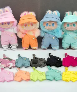 Para Ropa labubu V1 V2 V3 de 15/17cm, mono de macarrón, sombrero, accesorios de Ropa para muñecas