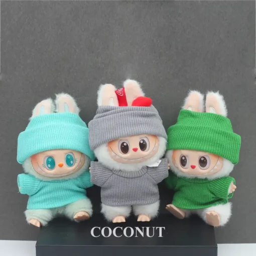 Labubu Trendy Clothes Threaded knitted flanged cap pullover knitted T-shirt Labubu Ropa Doll Accessories