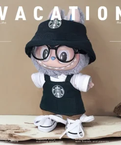 17cm Labubu Doll Outfits Designer Luxury Labubu Doll Clothes Star Bake Overalls Suit Plush Toys Clothes Labubu Doll Accessories