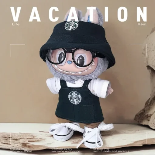 17cm Labubu Doll Outfits Designer Luxury Labubu Doll Clothes Star Bake Overalls Suit Plush Toys Clothes Labubu Doll Accessories
