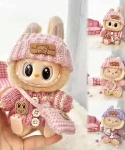 Labubu 17cm Clothes II Idol Dolls Sitting Party The Monster Outfit Accessories Clothing Kids Gift Cute Sweater And Bag