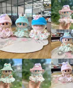17cm Labubu I II Cute Plush Doll'S Clothes Idol Dolls Sitting Party Baseball Cap Flower Skirt Accessories For Korea Kpop Exo