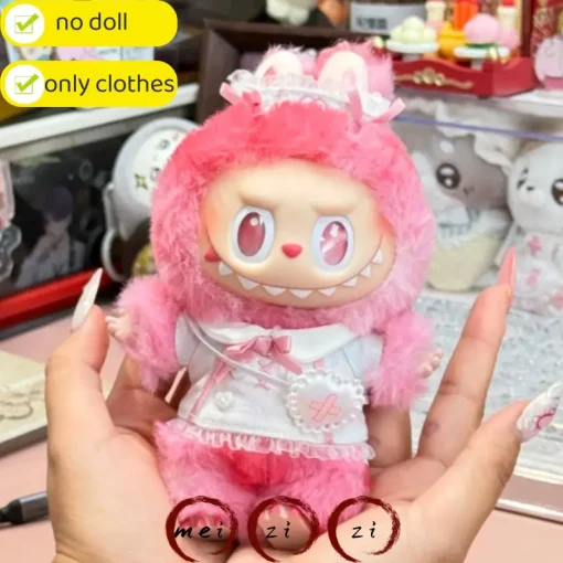 New 10cm Cotton Doll Clothes Skullpanda Rilakkuma Soft Cute Custom Fashion Dress 17cm Labubu V3 Exquisite Kawaii Clothes Outfits