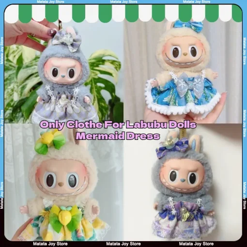 Only Clothes For Labubu Doll Clothes First Second Generation Clothes Sweet Mermaid Fruit Dresses Fashionable Accessories Fabric