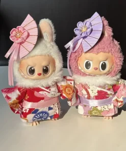 15/17cm Labubu V1 V2 Doll Traditional Kimono Clothing Set Ropa Labubu Outfit Accessories
