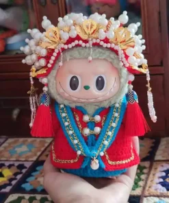 Labubu Plush Clothes, 17cm, Rubber-Coated Face, Labubu, Phoenix Crown And Red Cape Set, Children'S Clothes To Change And Wear
