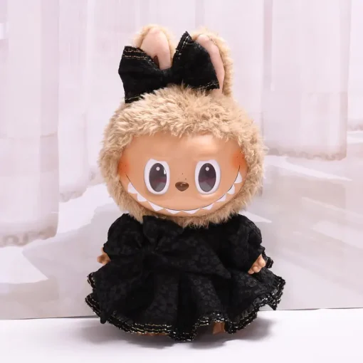 38cm Labubu Golden Edge Evening Dress Fashion Doll Clothes Dress Up For Flip With Me Spring Wild Vinyl Labubu Doll Girl Gifts