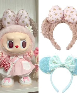 38cm Mokoko Labubu 활 머리띠 귀여운 헤어 클립 장식 38cm Labuubu 의류 액세서리 생일 선물