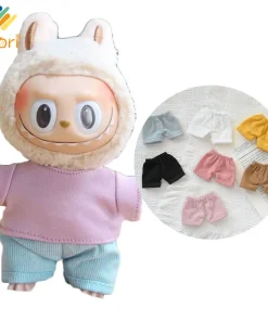 Nori Solid Color Corduroy Shorts Macaron Color Pants for Labubu 17cm Cotton Doll