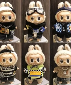 Cool Mini 17cm Labubu Clothes Plush Hoodie Idol Dolls Jumpsuit Fashion Clothing for Korea Kpop Exo Fans Overalls Accessories