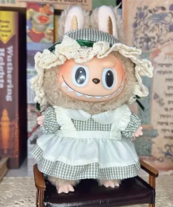 17cm Labubu Doll V1 V2 Winter Days Milk Tea Dark Green Flower Fragrance Sweet Peas Small Baby Clothes Hanging Accessories Gifts