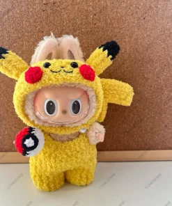 Labubu The Monsters Pokémo Pikachu Costume  Clothes 1:1 Original Replica Vinyl Doll Action Figure Bag Charm Bag Pendant Gift