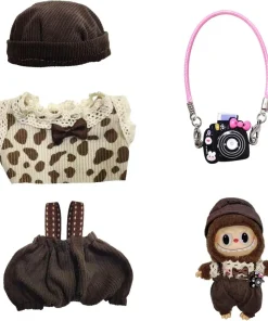 17cm Mini Plush Doll'S Clothes Outfit Accessories For Korea Kpop Exo Labubu Idol Flower shirt leather jacket skirt Clothing Gift