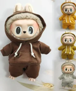 17cm Labubu Doll's Clothes The Monster Outfit Accessories Clothing DIY Kids Gift Girls Hooded Sweatshirt Pants Shoes White E25V