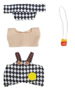 1st & 2nd Generation Labubu Clothing Set: Plush Outfit, Hanging Accessory, and Grid Overalls (3-Piece Set)