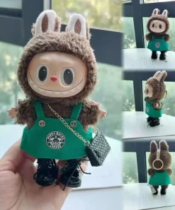 Labubu 17cm Doll's Clothes The Monsters Outfit Accessories Clothing Cartoon Green Coffee Dress Shoes