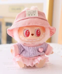 17cm Mini Doll'S Clothes Outfit Accessories For Korea Kpop Exo Labubu Idol V1 V2 Striped Sweater Overalls Glasses Hat Clothing