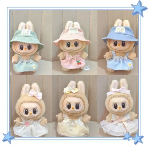 The Second Generation Plush Toy Pendant Labubu Clothes Keychain Ragcloth Sitting Party Baby Clothes Small Skirt Ragcloth Clothes