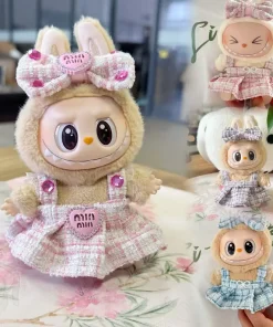 17cm Labubu Dolls Clothing Cute Mini Plush Doll's Clothes The Monster Outfit Accessories Princess Dress Pearl Mini Pink ES06O