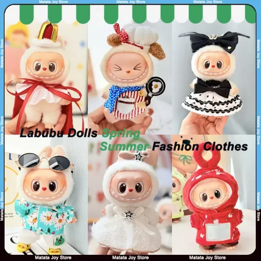 Only Clothes Labubu Dolls Clothes Pendants Plush Toy Figurines Cute Soft Comfortable Fashionable Outfits Trendy Doll Accessories