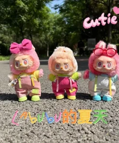 For Ropa Labubu doll clothes to replace Candy color three-color T-shirt overalls doll outfit