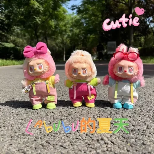 For Ropa Labubu doll clothes to replace Candy color three-color T-shirt overalls doll outfit