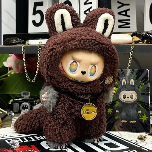 Labubu Clothes For 15-17CM V1/2/3 Mini Plush Doll Cosplay ZIMOMO Head Cover Outfits The Monster Necklace DIY Decoration Clothing