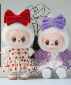 Sweet Bow Dress Sweater Ropa Labubu Clothes Outfit Doll Accessories For 15/17cm Labubu V3 V2 Plush Doll's Clothing