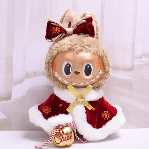 Only Clothes 38cm Labubu Baby Clothes 17cm Vinyl Plush Doll Clothes Christmas Cape Coat Set Change Accessories Fashionable