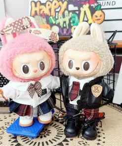 Labubu Vinyl Clothing Set 17cm Doll Outfit 15cm Jacket Outerwear Replacement Vinyl Dolls Bag And Doll Clothes Toys Accessories