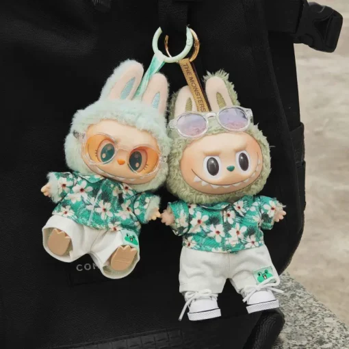 15/17cm Labubu Summer Outfit Beach Shirt Set for Ropa Labubu Doll Clothes Accessories