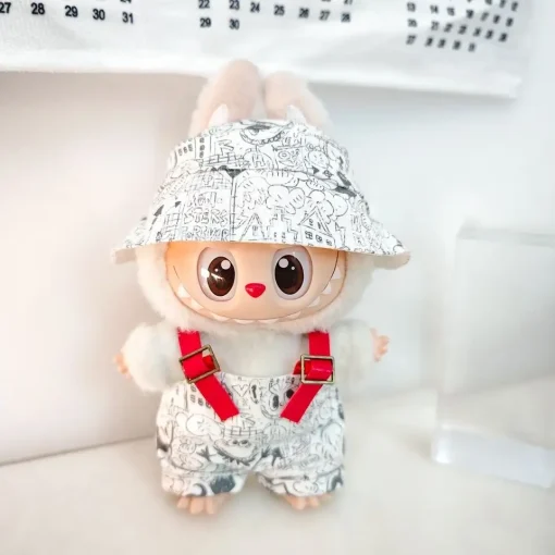 Printed Graffiti Hoodie Jacket Doll Clothes Outfit Accessories For 15/17cm Labubu V2 Plush Doll's Clothing Ropa Labubu