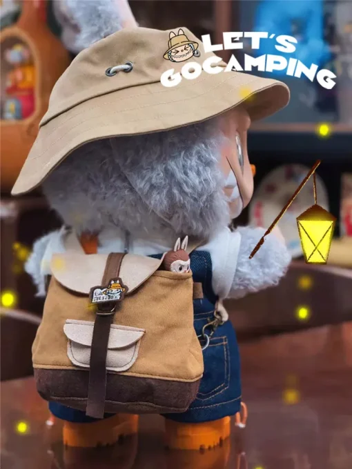 2025 New Labubu 38cm Spring Outing Bag Deerskin Camping Backpack Original Handmade Kawaii Labubu Backpack