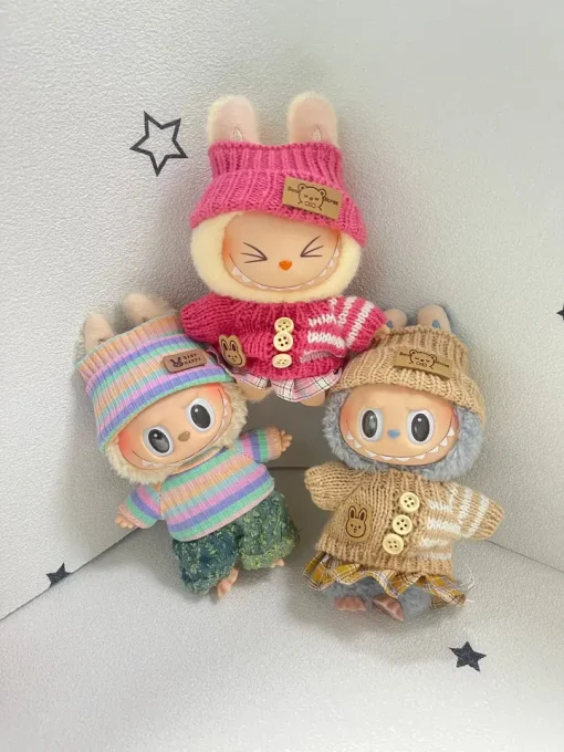 6.7inch labubu Clothing Accessories Set Hat + Clothes + (pants or skirt) Doll Clothes Suitable for Fashion Plush Dolls shoes