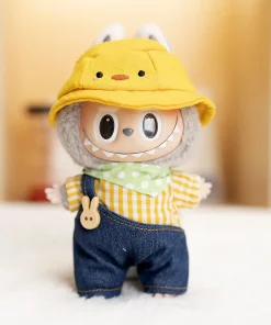 Only Clothes 17cm Labubu Doll Costume Little Yellow Duck Back Pants Labubu Doll Fashionable Plush Toy Doll Outfit Change Cute